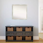 Miroir Mural de Salle de Bain Fissuré sans Biseau 28" x 28" Argent Métallique : Quincaillerie de Montage Incluse, Cadre en Polystyrène