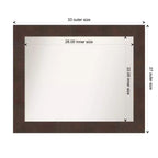 Miroir mural de salle de bain Wildwood marron non biseauté 33" x 27" : Rectangulaire, cadre en polystyrène, fixation murale