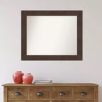 Miroir mural de salle de bain Wildwood marron non biseauté 33" x 27" : Rectangulaire, cadre en polystyrène, fixation murale