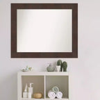 Miroir mural de salle de bain Wildwood marron non biseauté 33" x 27" : Rectangulaire, cadre en polystyrène, fixation murale