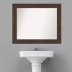 Miroir mural de salle de bain Wildwood marron non biseauté 33" x 27" : Rectangulaire, cadre en polystyrène, fixation murale
