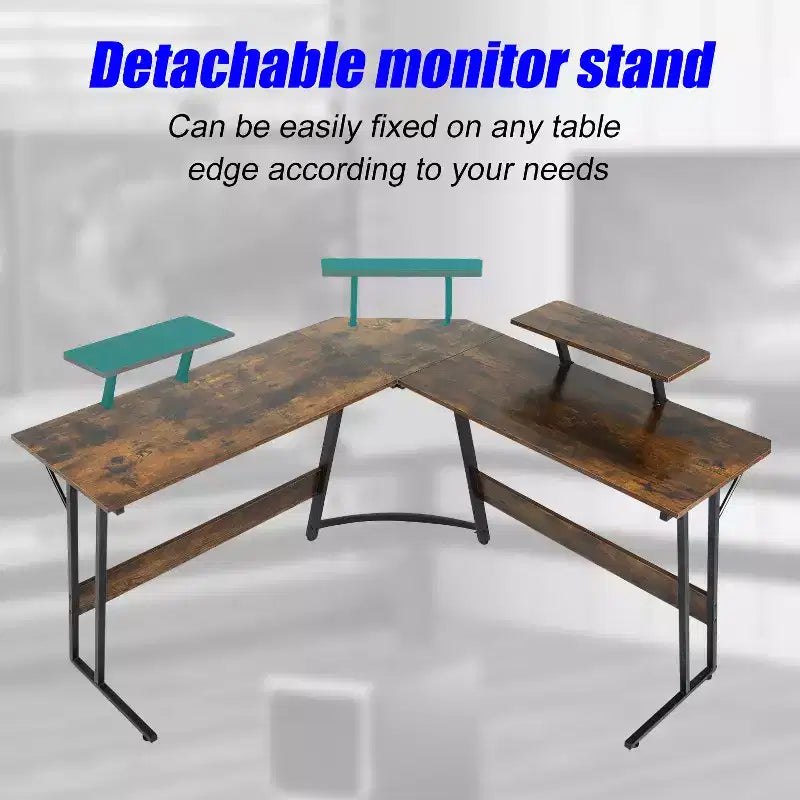 Bureau de jeu en forme de L de 50 pouces, bureau d'ordinateur, bureau de travail avec grand support d'écran, bureau d'angle pour PC, pour bureau à domicile