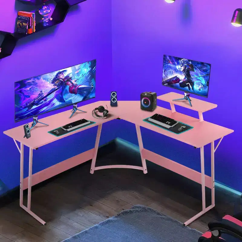 Bureau de jeu en forme de L de 50 pouces, bureau d'ordinateur, bureau de travail avec grand support d'écran, bureau d'angle pour PC, pour bureau à domicile