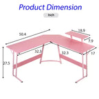 Bureau de jeu en forme de L de 50 pouces, bureau d'ordinateur, bureau de travail avec grand support d'écran, bureau d'angle pour PC, pour bureau à domicile