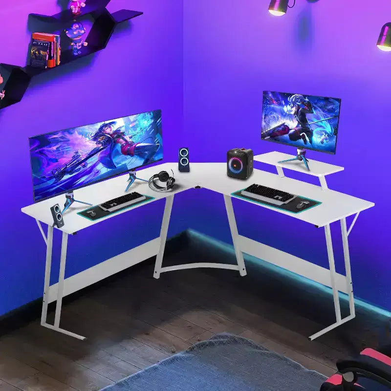 Bureau de jeu en forme de L de 50 pouces, bureau d'ordinateur, bureau de travail avec grand support d'écran, bureau d'angle pour PC, pour bureau à domicile