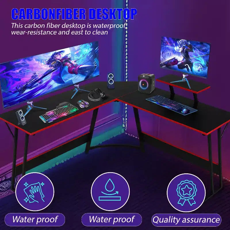 Bureau de jeu en forme de L de 50 pouces, bureau d'ordinateur, bureau de travail avec grand support d'écran, bureau d'angle pour PC, pour bureau à domicile