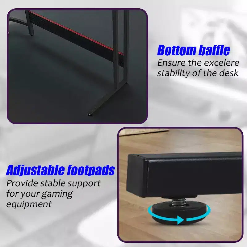 Bureau de jeu en forme de L de 50 pouces, bureau d'ordinateur, bureau de travail avec grand support d'écran, bureau d'angle pour PC, pour bureau à domicile