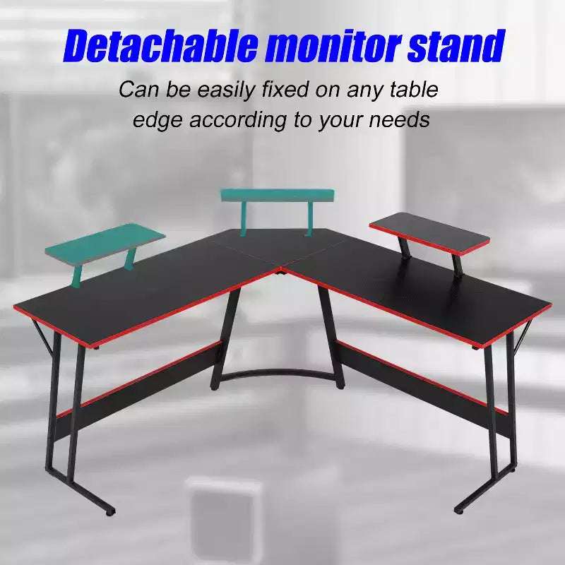 Bureau de jeu en forme de L de 50 pouces, bureau d'ordinateur, bureau de travail avec grand support d'écran, bureau d'angle pour PC, pour bureau à domicile