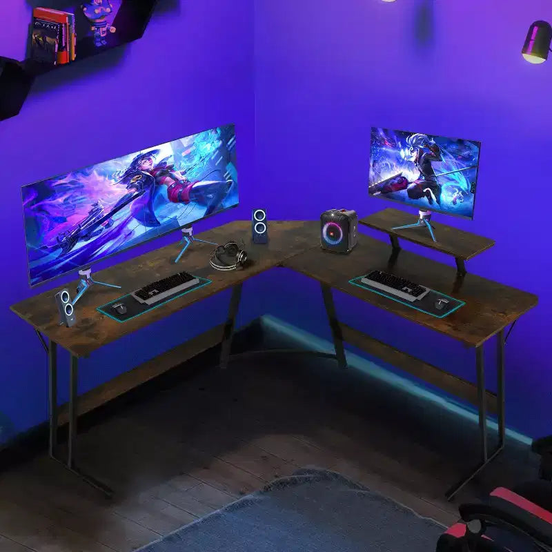 Bureau de jeu en forme de L de 50 pouces, bureau d'ordinateur, bureau de travail avec grand support d'écran, bureau d'angle pour PC, pour bureau à domicile