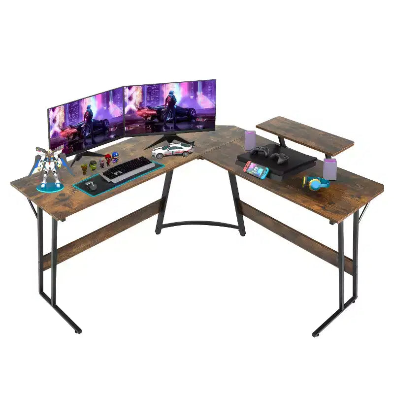 Bureau de jeu en forme de L de 50 pouces, bureau d'ordinateur, bureau de travail avec grand support d'écran, bureau d'angle pour PC, pour bureau à domicile