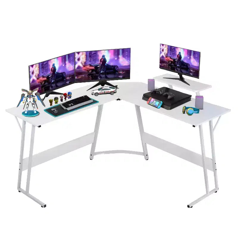 Bureau de jeu en forme de L de 50 pouces, bureau d'ordinateur, bureau de travail avec grand support d'écran, bureau d'angle pour PC, pour bureau à domicile