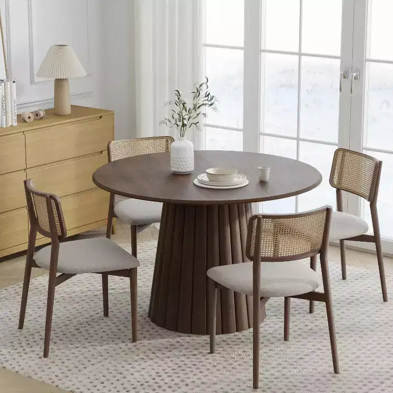 Table à manger ronde en bois massif de 46 po