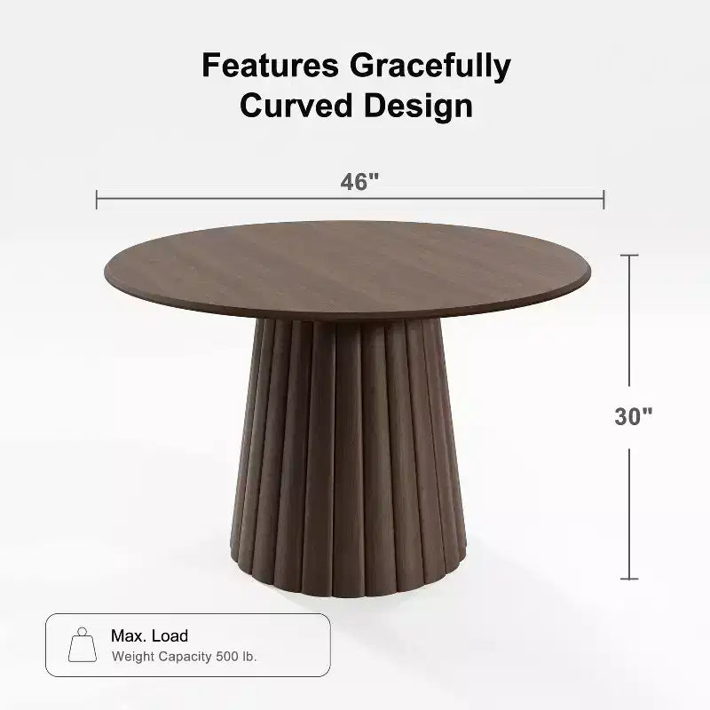 Table à manger ronde en bois massif de 46 po