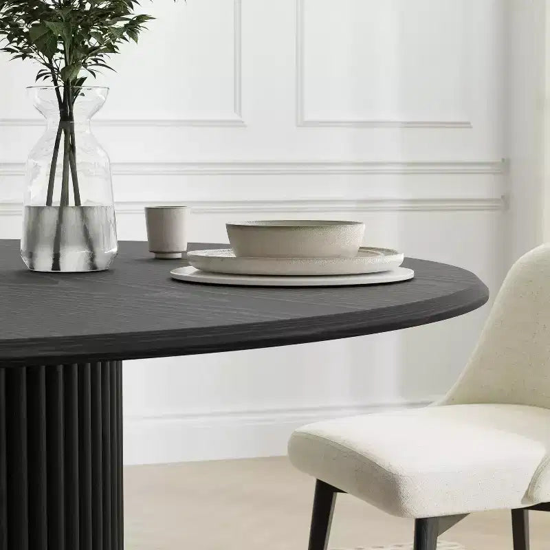 Table à manger ronde en bois massif de 46 po