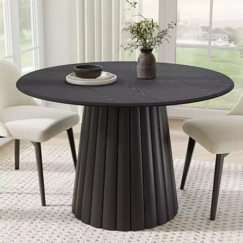 Table à manger ronde en bois massif de 46 po