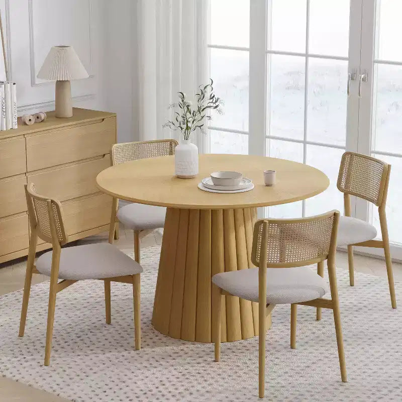 Table à manger ronde en bois massif de 46 po