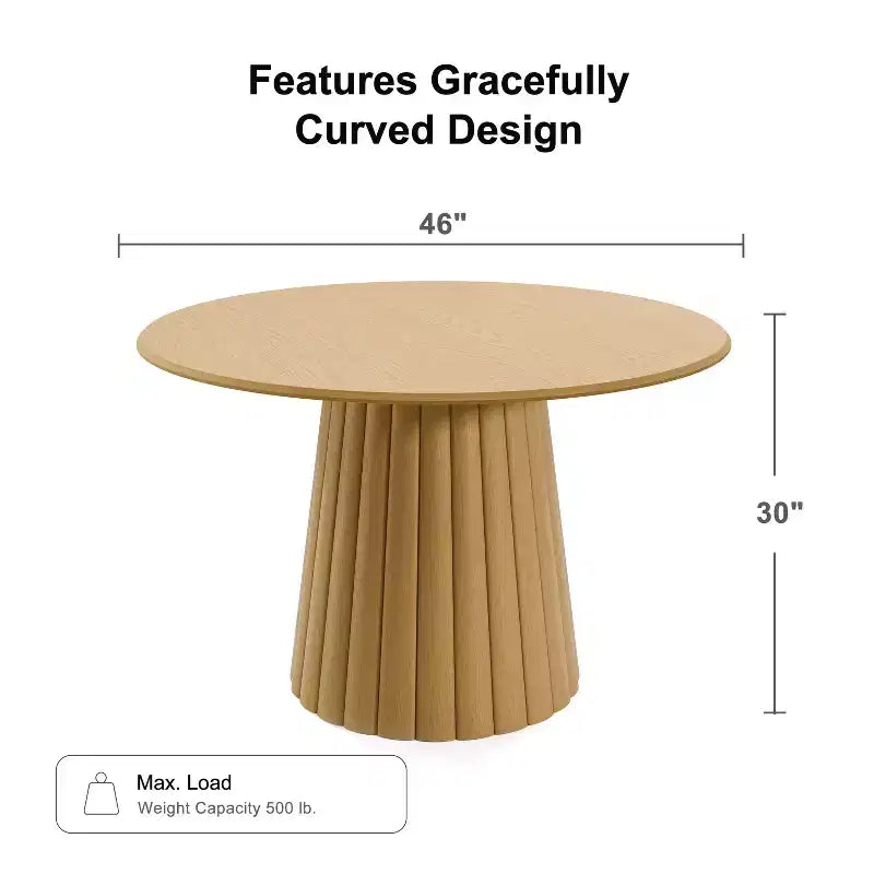 Table à manger ronde en bois massif de 46 po
