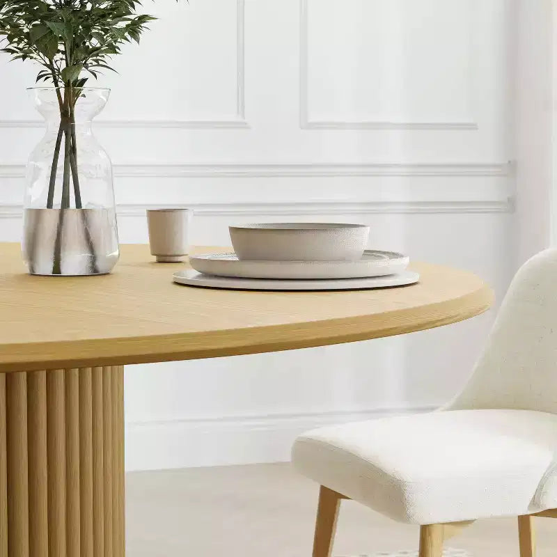 Table à manger ronde en bois massif de 46 po