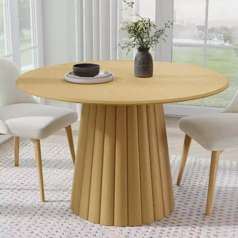 Table à manger ronde en bois massif de 46 po