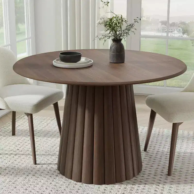 Table à manger ronde en bois massif de 46 po