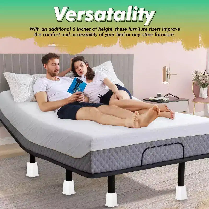 Kings Brand Furniture - Rehausseurs de lit robustes - Rehausseurs de meubles 6 pouces - Rehausseurs de lit empilables Lot de 4