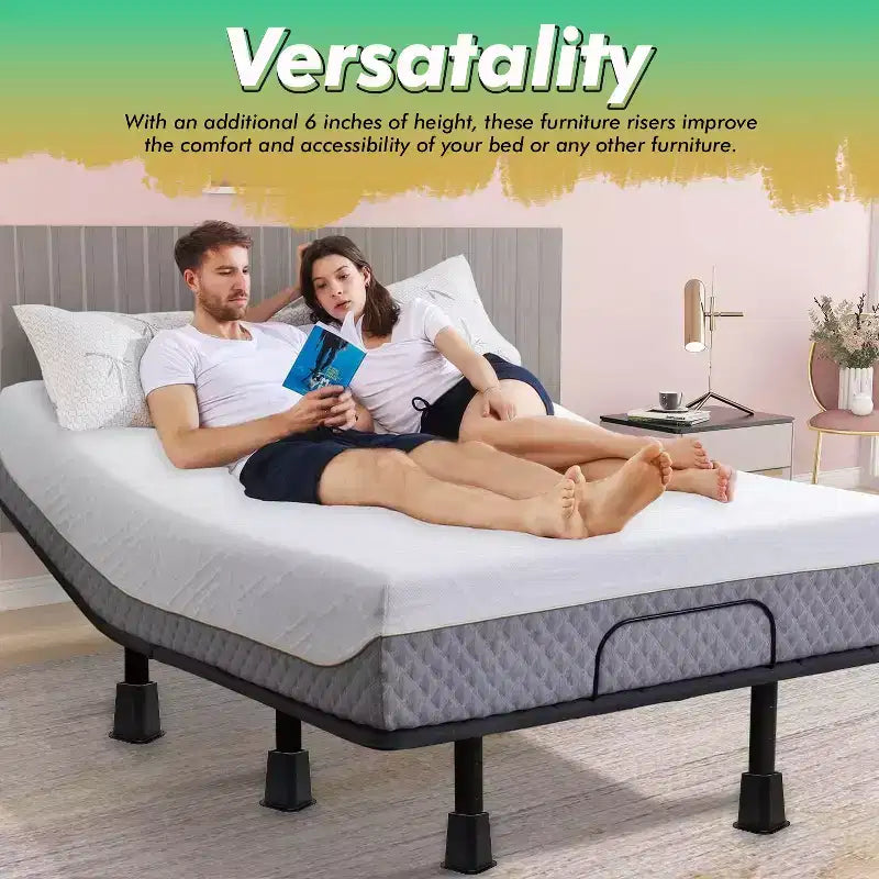 Kings Brand Furniture - Rehausseurs de lit robustes - Rehausseurs de meubles 6 pouces - Rehausseurs de lit empilables Lot de 4