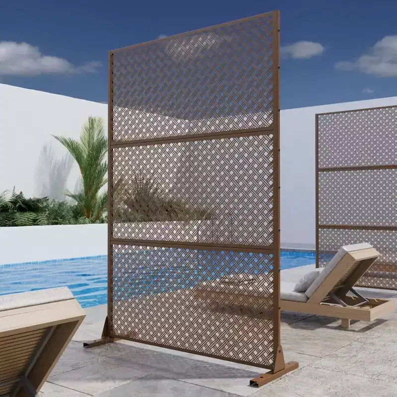 Panneau de séparation en acier galvanisé marron tissé à deux mailles | 183H x 120L x 40P cm