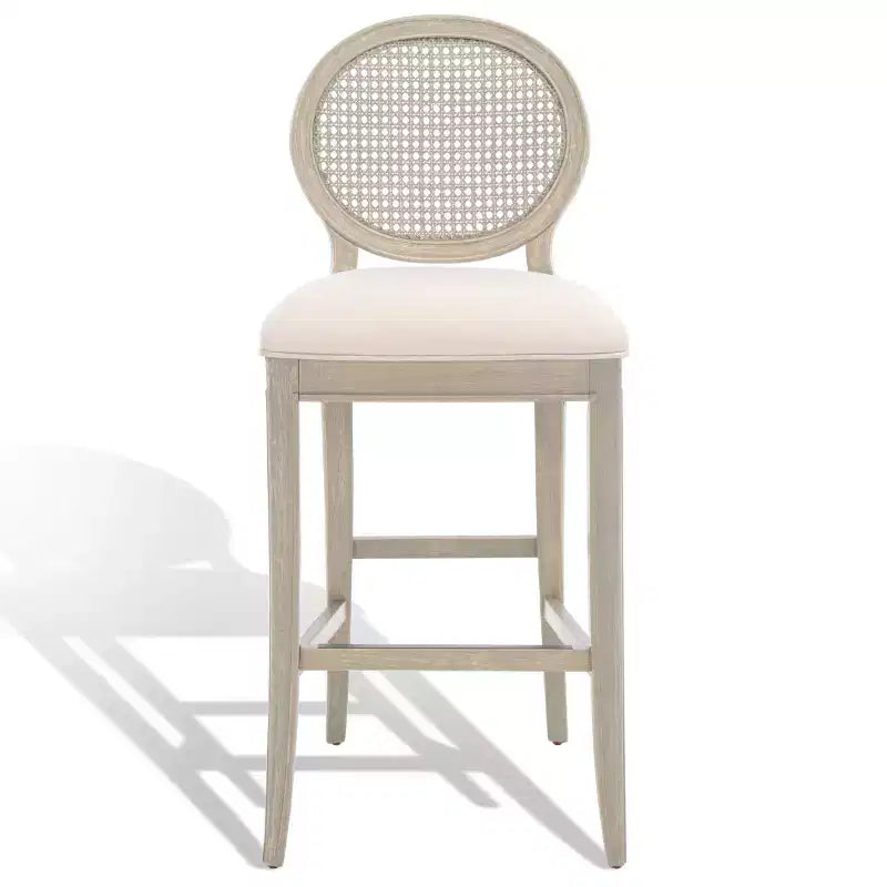 Tabouret de bar Karlee Rattan avec dossier