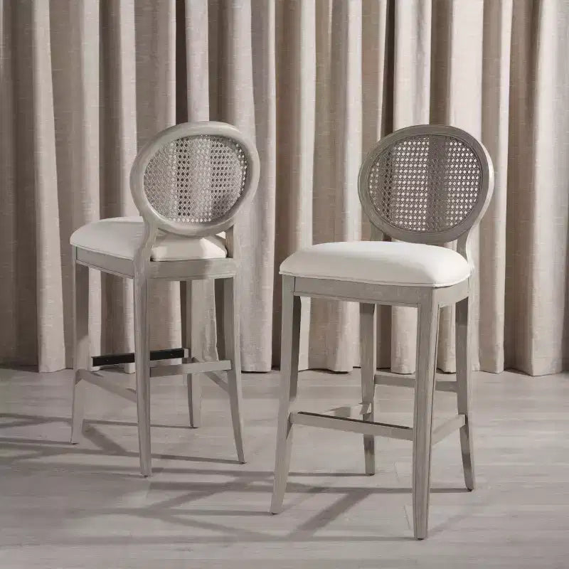 Tabouret de bar Karlee Rattan avec dossier