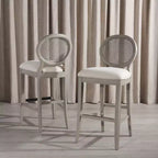 Tabouret de bar Karlee Rattan avec dossier