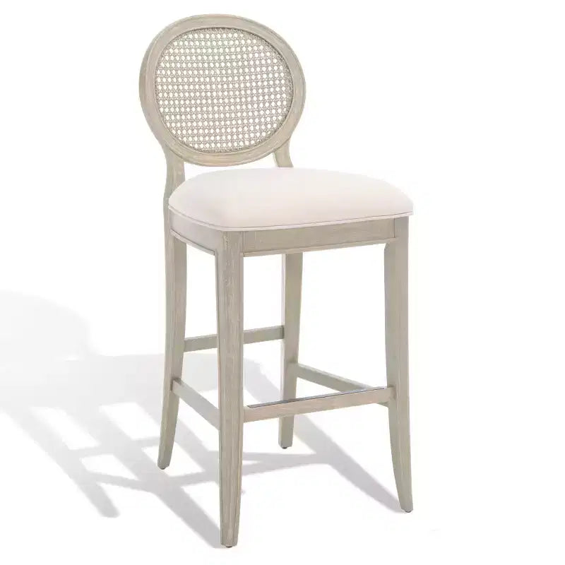 Tabouret de bar Karlee Rattan avec dossier