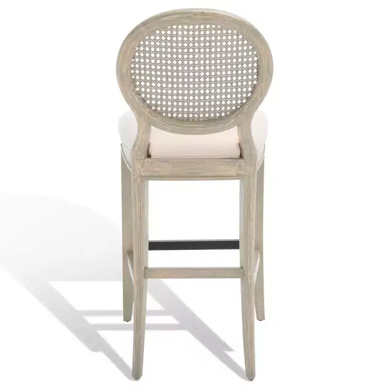 Tabouret de bar Karlee Rattan avec dossier