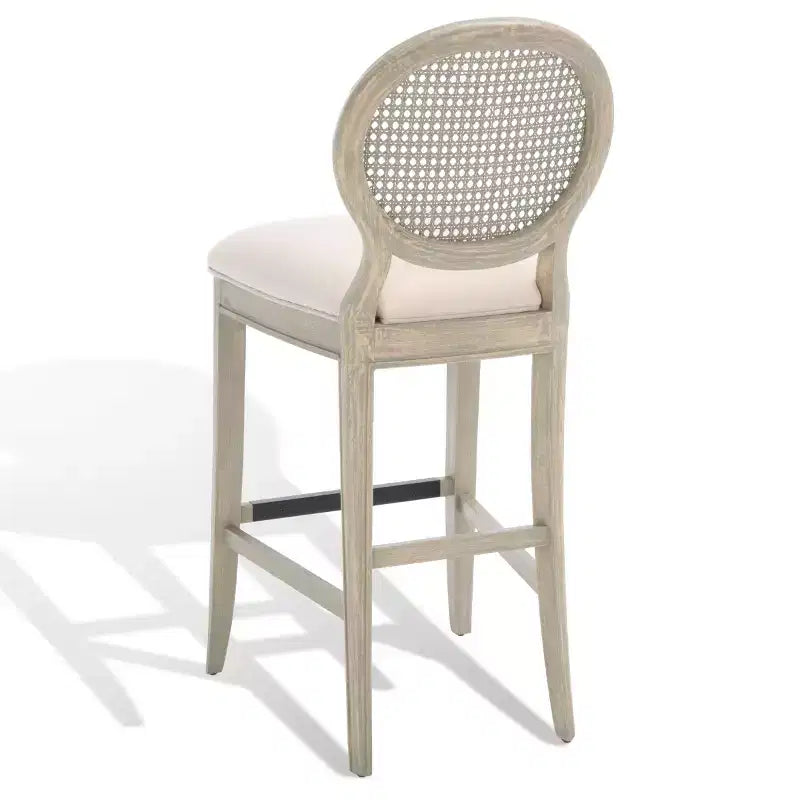 Tabouret de bar Karlee Rattan avec dossier