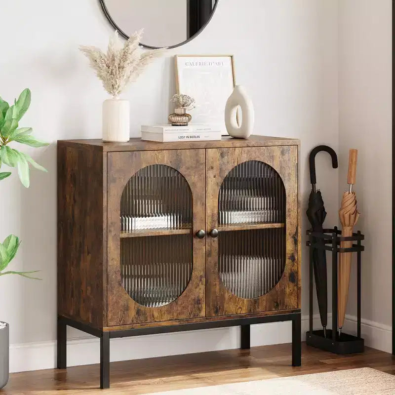 Armoire de rangement en rotin, buffet, console en bois avec étagère de rangement, buffet pour couloir, entrée, salon
