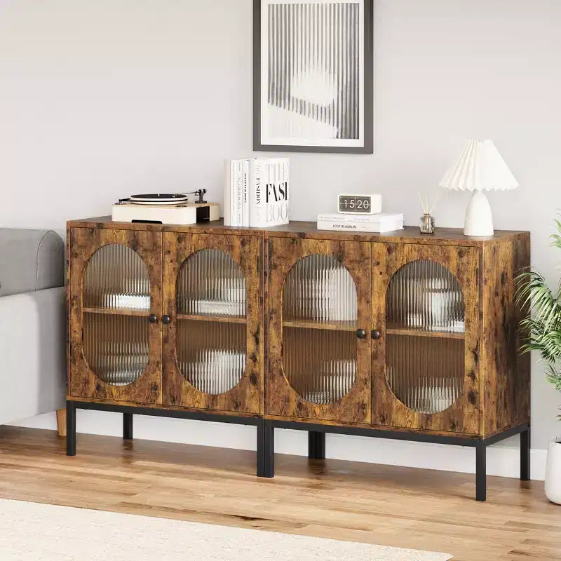 Armoire de rangement en rotin, buffet, console en bois avec étagère de rangement, buffet pour couloir, entrée, salon