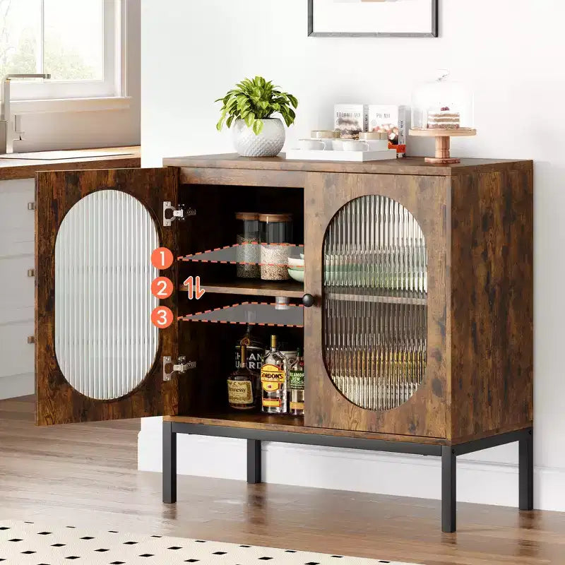 Armoire de rangement en rotin, buffet, console en bois avec étagère de rangement, buffet pour couloir, entrée, salon