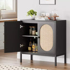 Armoire de rangement en rotin, buffet, console en bois avec étagère de rangement, buffet pour couloir, entrée, salon