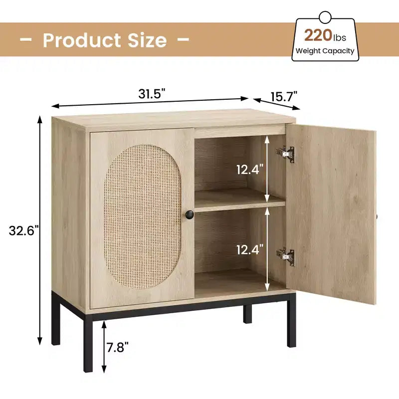Armoire de rangement en rotin, buffet, console en bois avec étagère de rangement, buffet pour couloir, entrée, salon