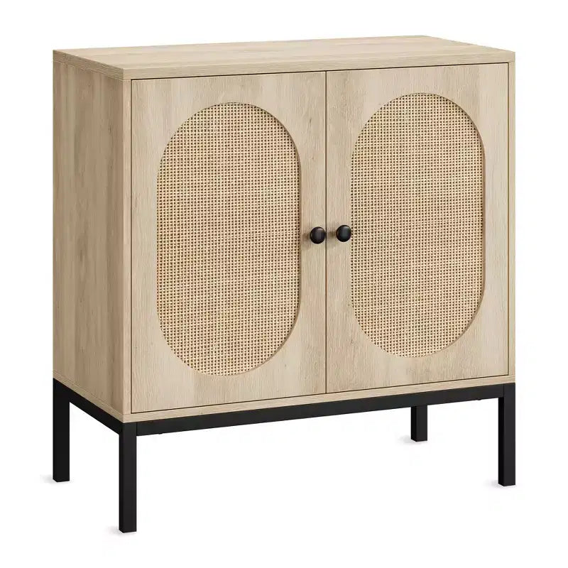 Armoire de rangement en rotin, buffet, console en bois avec étagère de rangement, buffet pour couloir, entrée, salon