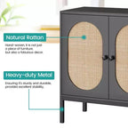 Armoire de rangement en rotin, buffet, console en bois avec étagère de rangement, buffet pour couloir, entrée, salon