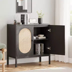 Armoire de rangement en rotin, buffet, console en bois avec étagère de rangement, buffet pour couloir, entrée, salon