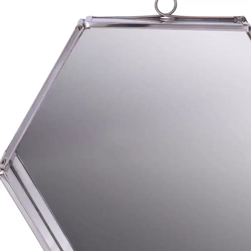 Miroir d'appoint à cadre en acier hexagonal argenté (8)
