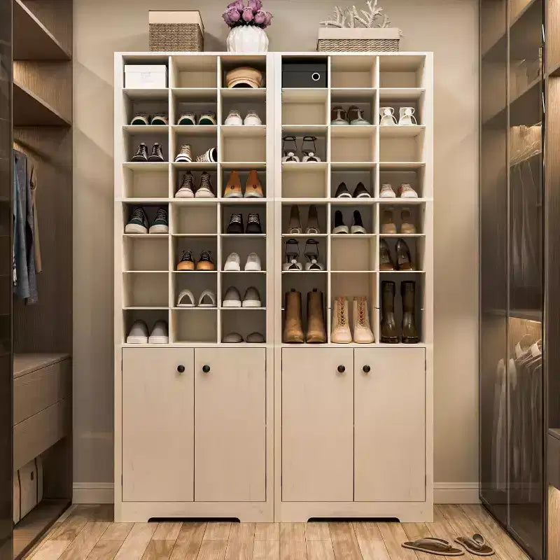 Armoire à chaussures moderne blanche à 10 niveaux avec étagères réglables - 24 casiers et rangement fermé, rangement vertical peu encombrant