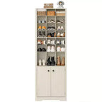 Armoire à chaussures moderne blanche à 10 niveaux avec étagères réglables - 24 casiers et rangement fermé, rangement vertical peu encombrant