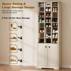 Armoire à chaussures moderne blanche à 10 niveaux avec étagères réglables - 24 casiers et rangement fermé, rangement vertical peu encombrant