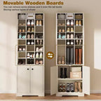 Armoire à chaussures moderne blanche à 10 niveaux avec étagères réglables - 24 casiers et rangement fermé, rangement vertical peu encombrant