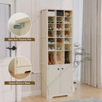 Armoire à chaussures moderne blanche à 10 niveaux avec étagères réglables - 24 casiers et rangement fermé, rangement vertical peu encombrant