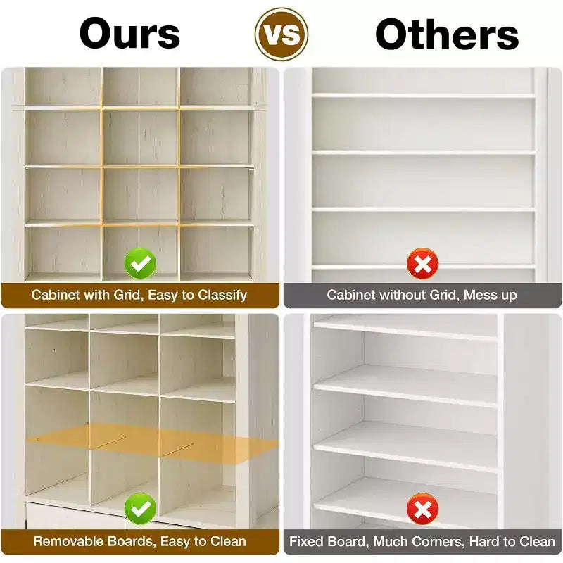 Armoire à chaussures moderne blanche à 10 niveaux avec étagères réglables - 24 casiers et rangement fermé, rangement vertical peu encombrant