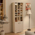 Armoire à chaussures moderne blanche à 10 niveaux avec étagères réglables - 24 casiers et rangement fermé, rangement vertical peu encombrant