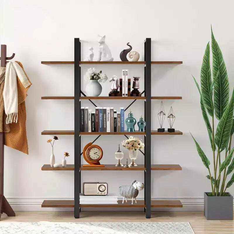 MAYEERTY 47 Long 5-Tier Bookshelf Eco-Friendly E1 Board Modern Streamlined Design